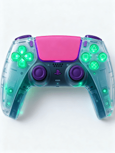 PlayStation DualSense Wireless Controller – Crystal Blue Pink with Light Buttons