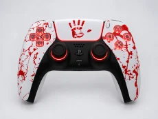 PlayStation DualSense Wireless Controller – Scary Bloody Hand with LED Light Buttons