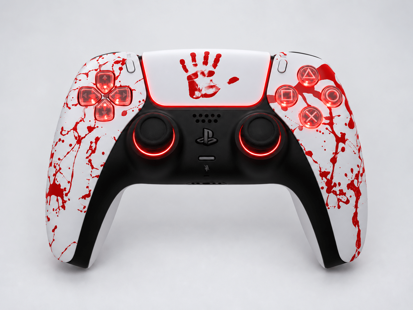 PlayStation DualSense Wireless Controller – Scary Bloody Hand with LED Light Buttons