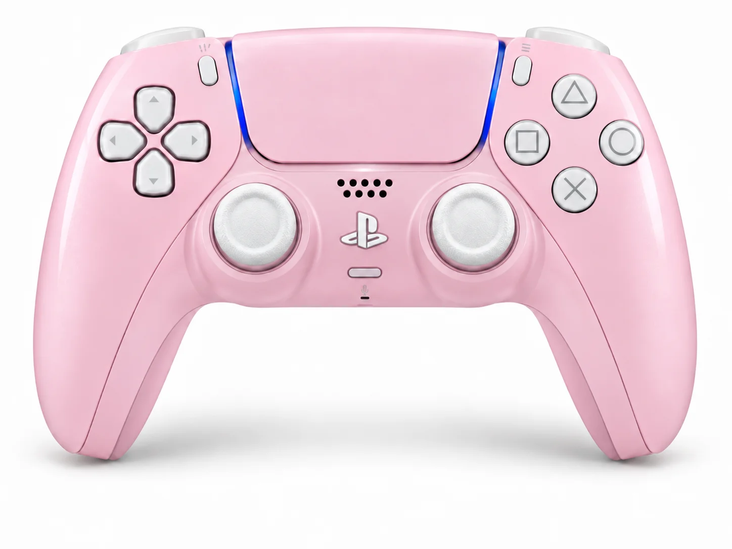 Custom DualSense Wireless Controller – Pink White (Custom Laser Engraving Label)